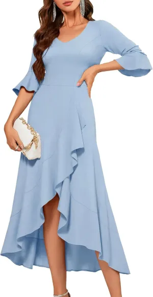 HomRain Wedding Guest Formal Dress for Women Elegant Cocktail Mother of The Bride Dress V-Neck for Prom Graduation