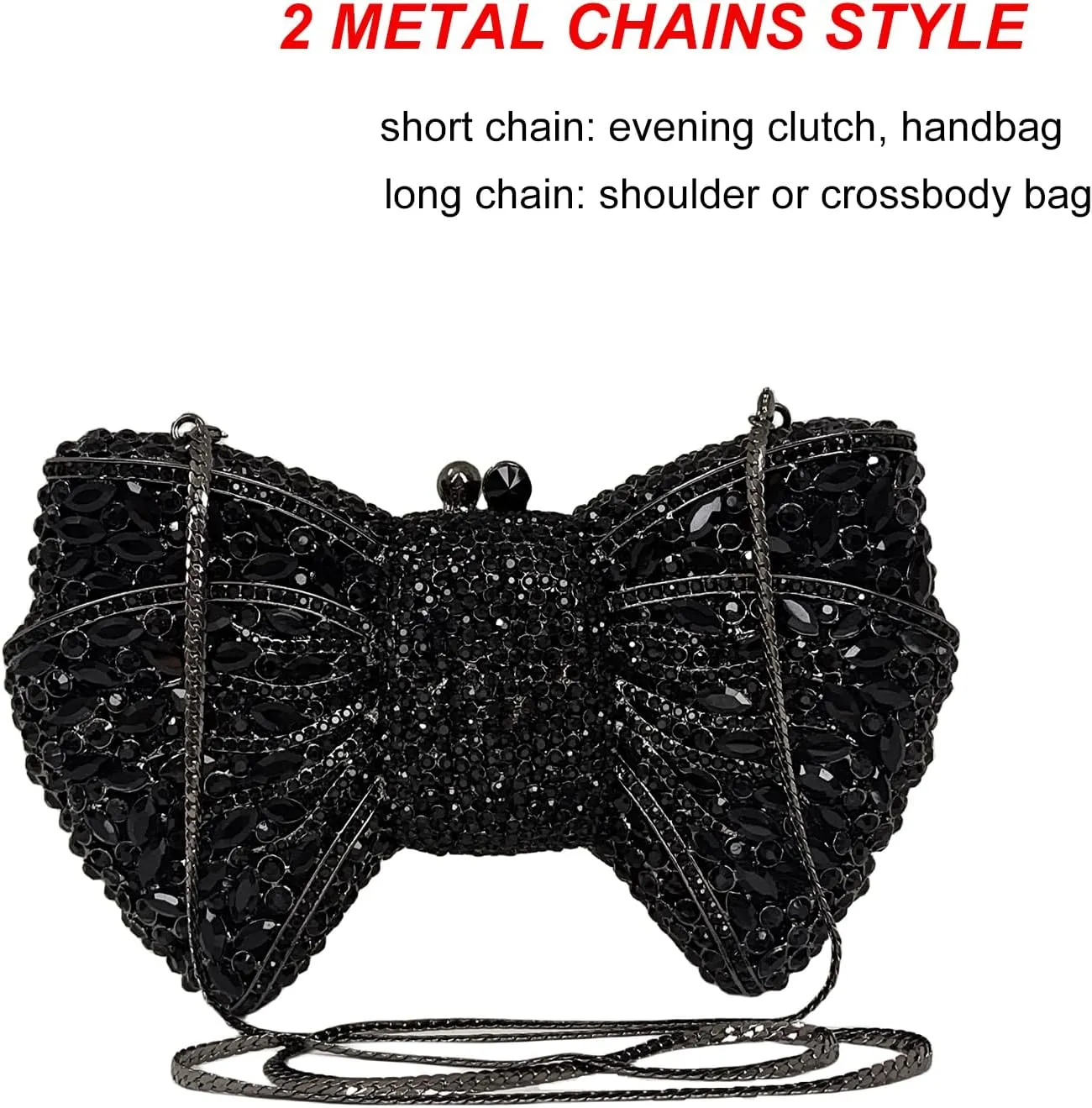 HUANG ZHUANG Bowknot Luxury Crystal Clutch Women Glitter Rhinestone Evening Bag for Party Wedding
