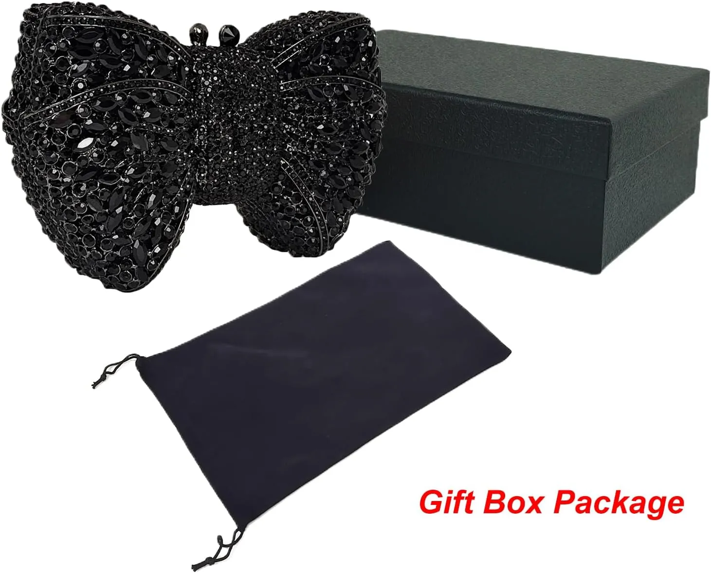 HUANG ZHUANG Bowknot Luxury Crystal Clutch Women Glitter Rhinestone Evening Bag for Party Wedding