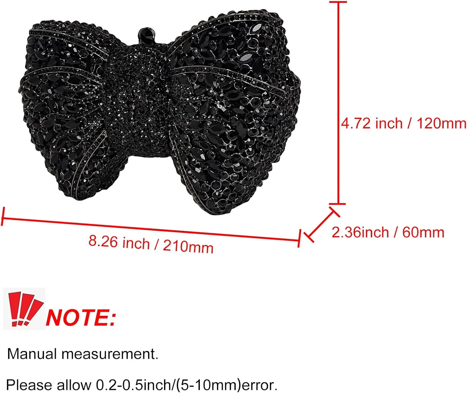 HUANG ZHUANG Bowknot Luxury Crystal Clutch Women Glitter Rhinestone Evening Bag for Party Wedding