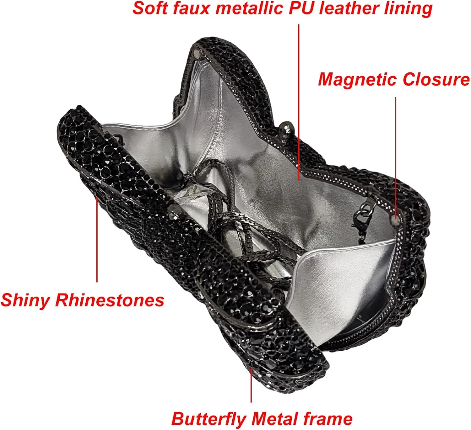 HUANG ZHUANG Bowknot Luxury Crystal Clutch Women Glitter Rhinestone Evening Bag for Party Wedding