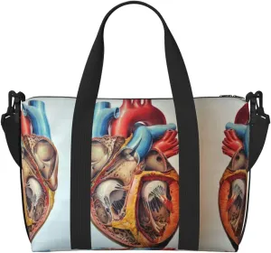 Human Anatomy Heart Chart Hand Travel Bag For Men Women,Stylish Handheld Crossbody Travel Bag For Business Leisure Trave