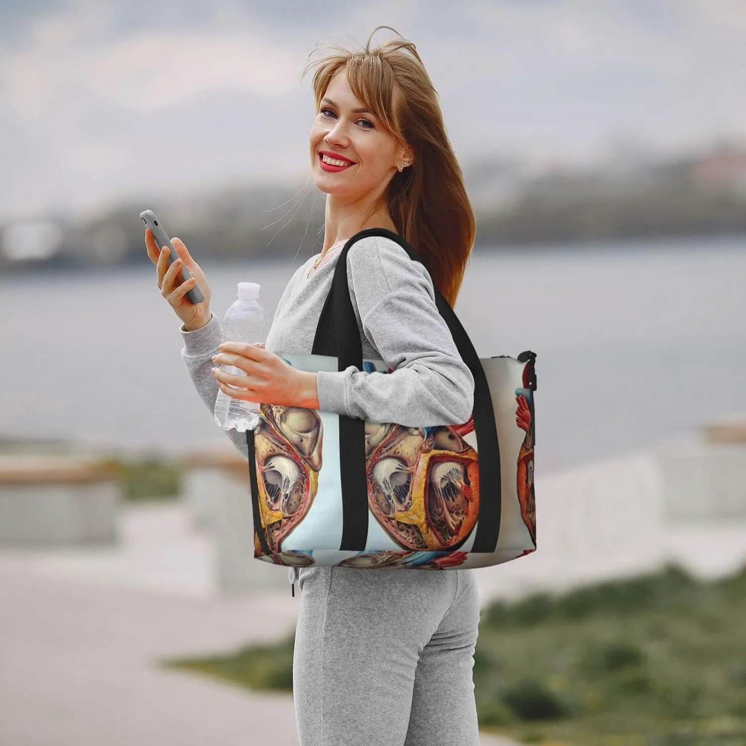 Human Anatomy Heart Chart Hand Travel Bag For Men Women,Stylish Handheld Crossbody Travel Bag For Business Leisure Trave