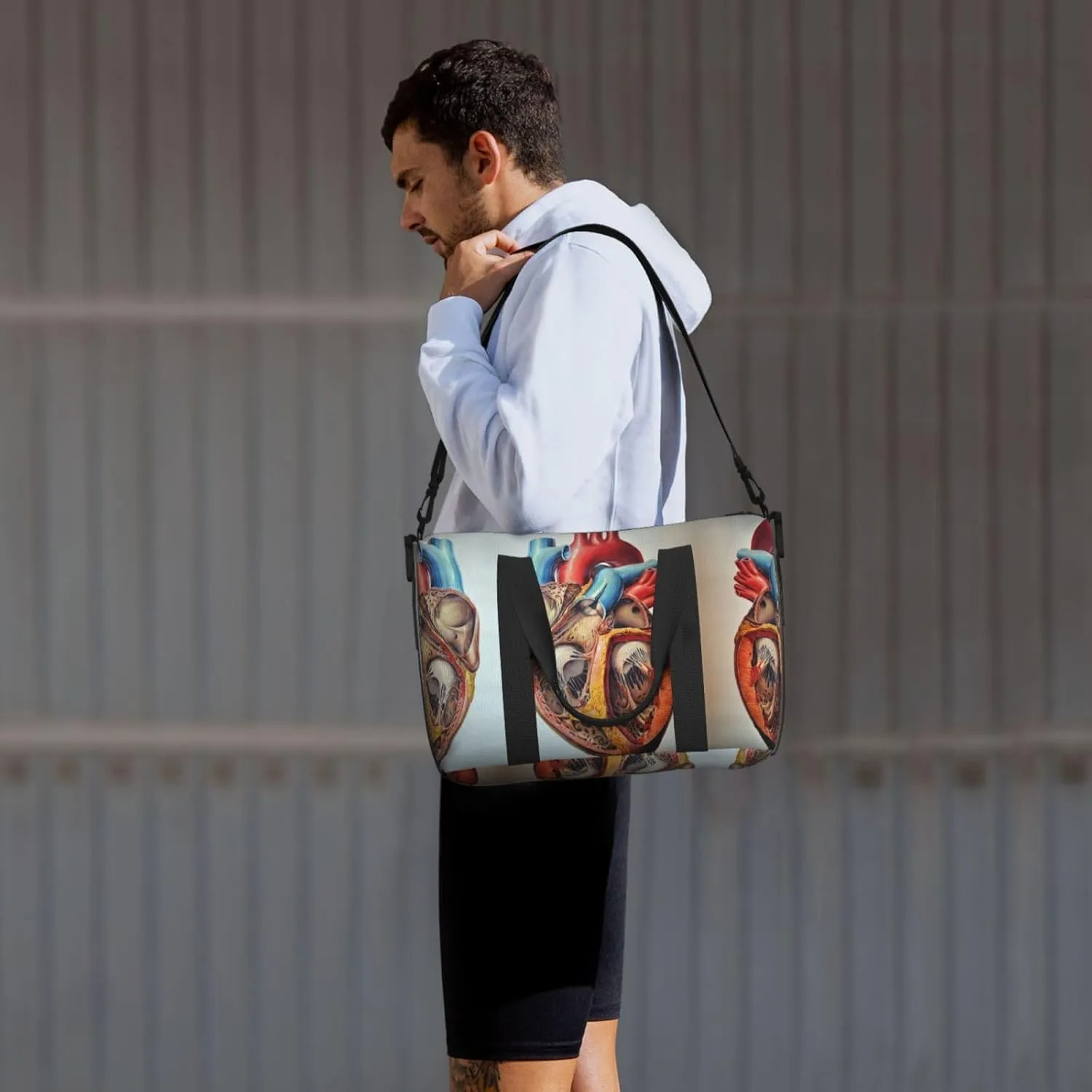 Human Anatomy Heart Chart Hand Travel Bag For Men Women,Stylish Handheld Crossbody Travel Bag For Business Leisure Trave