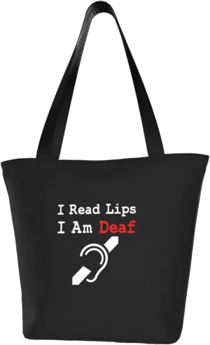 I Am Deaf I Read Lips Women'S Casual One Shoulder Carry Shopping Bag Large Capacity Working Storage Handbag