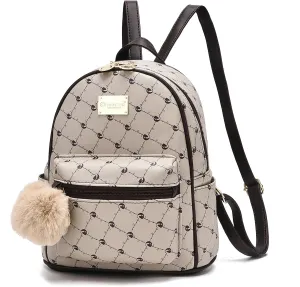 I IHAYNER Girls Fashion Backpack Purse Leather Mini Backpack Purse for Women Satchel School Bags with Pompom Travel Daypacks