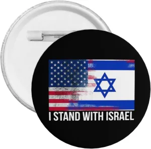 I Stand With Israel USA American Flag Israel Flag Express Your Unique Style with Our Fashionable Round Badges
