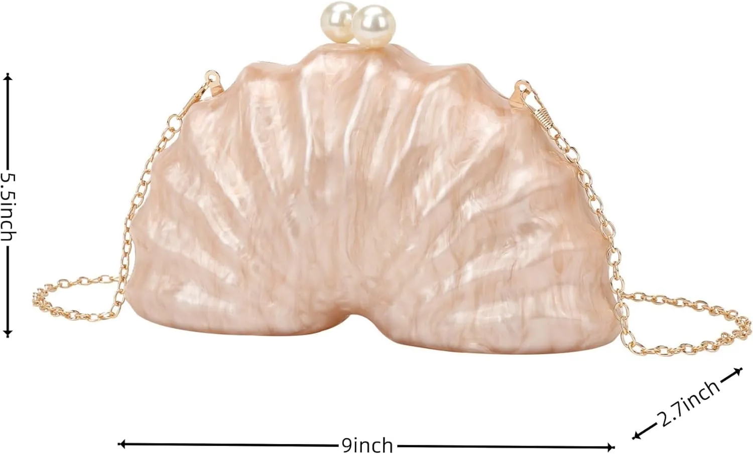 IAMUHI Lovely Shell Handbag Purse Beaded Evening Bag Chain Cross-body Clutch Purse