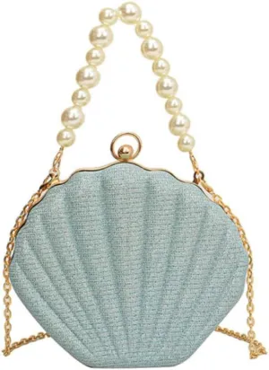 IAMUHI Lovely Shell Handbag Purse Beaded Evening Bag Chain Cross-body Clutch Purse