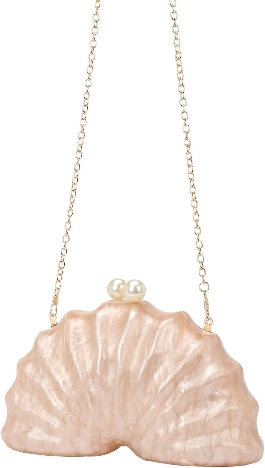 IAMUHI Lovely Shell Handbag Purse Beaded Evening Bag Chain Cross-body Clutch Purse