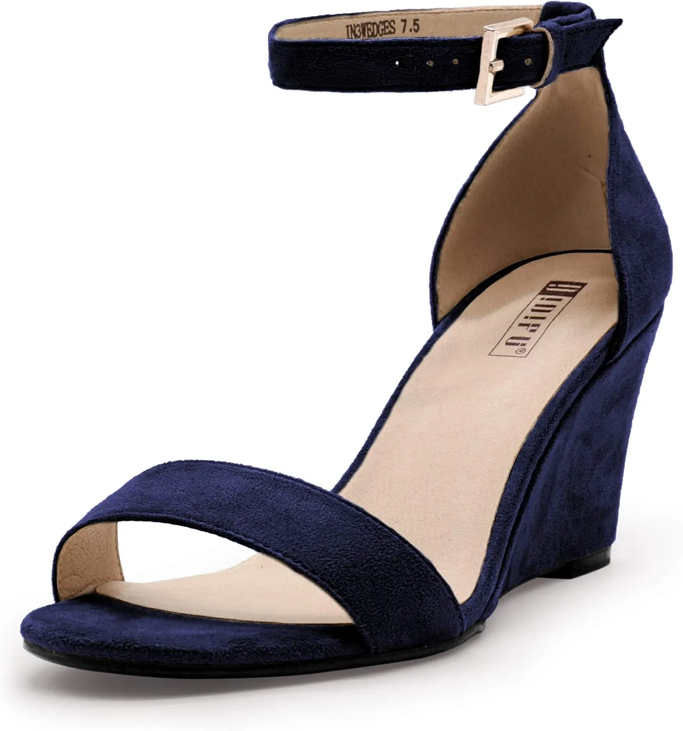IDIFU Women's Classic Wedge Heels Sandals 3 Inch Ankle Strap Open Toe Evening Dress Wedding Shoes