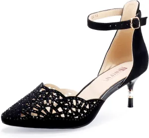 IDIFU Women's IN2 Candice Wedding Rhinestones Sequins Low Kitten Heels Pumps Dress Evening Shoes for Women Bridal Bride