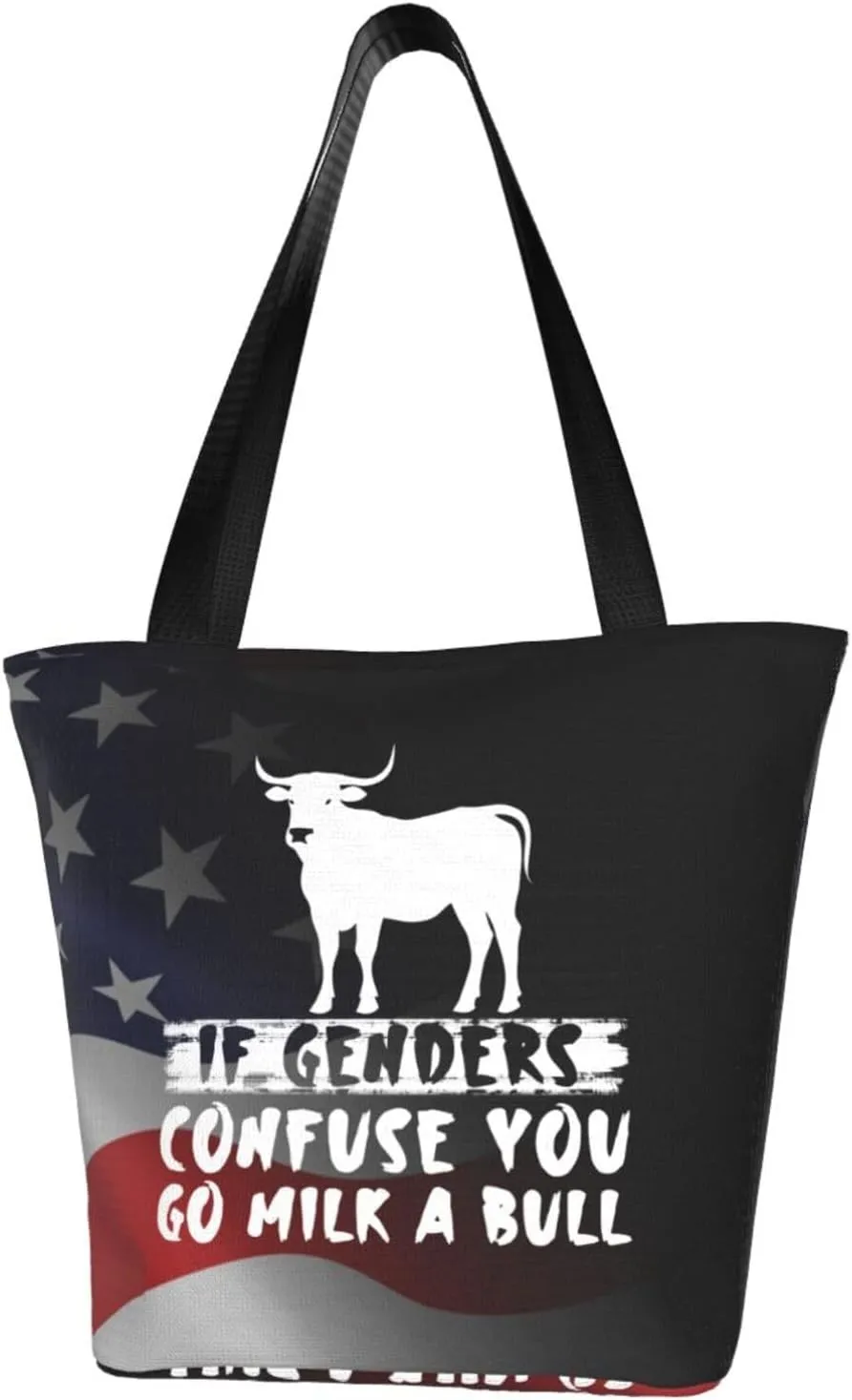 If Genders Confuse You Go Milk A Bull Fashion Shoulder Bag Large Capacity For Man Or Woman
