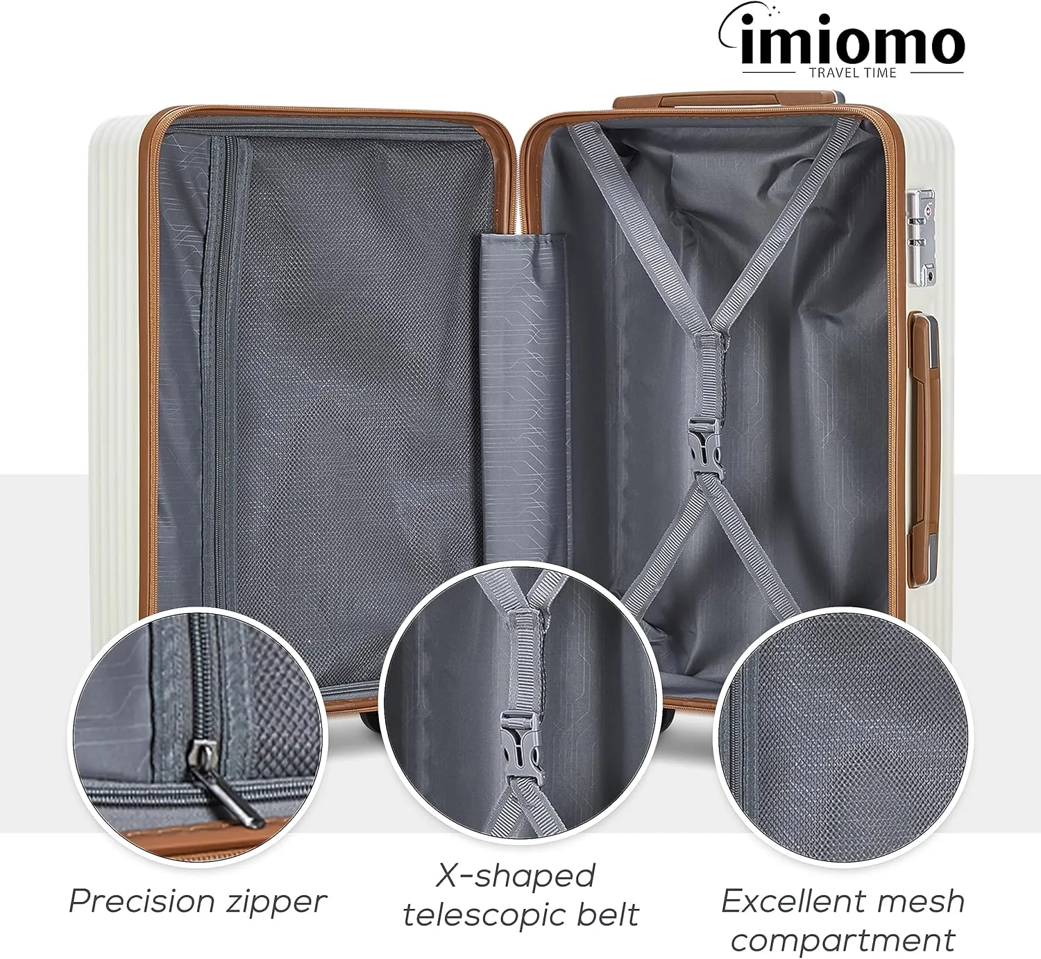 imiomo 24 Inch Luggage with Spinner Wheels, Hardside Checked Luggage, Lightweight Rolling Travel Luggage with TSA Lock