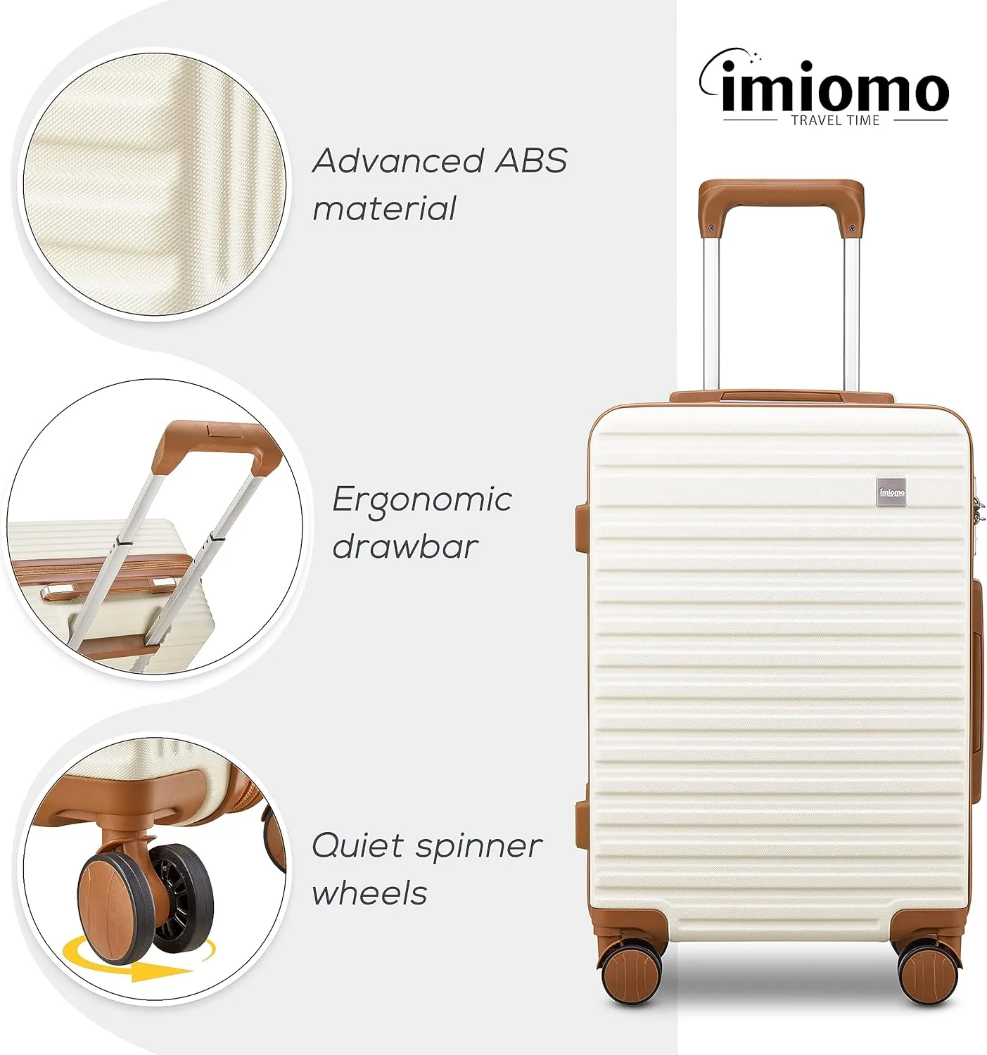 imiomo 24 Inch Luggage with Spinner Wheels, Hardside Checked Luggage, Lightweight Rolling Travel Luggage with TSA Lock