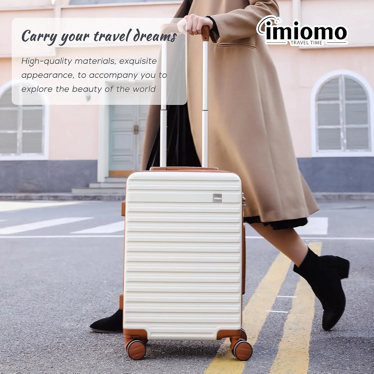 imiomo 24 Inch Luggage with Spinner Wheels, Hardside Checked Luggage, Lightweight Rolling Travel Luggage with TSA Lock