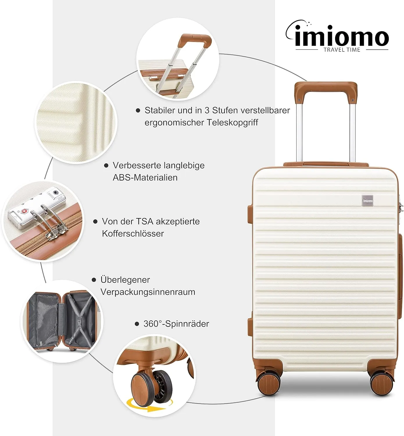 imiomo 24 Inch Luggage with Spinner Wheels, Hardside Checked Luggage, Lightweight Rolling Travel Luggage with TSA Lock