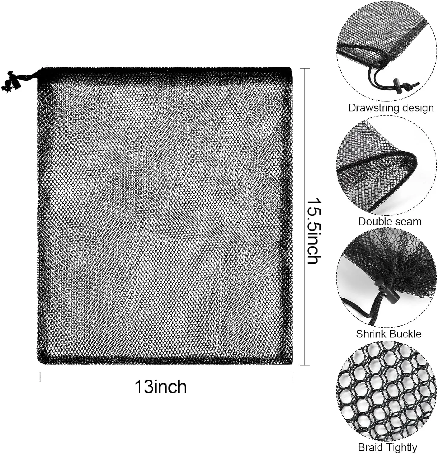 iMucci 13"X15.5" 100Pcs Mesh Laundry Drawstring Bag Nylon Drawstring Gym Bag with Cord Lock Closure