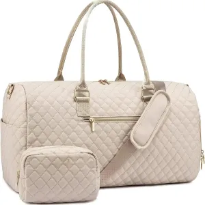 in Stock New Pleated Duffle Bag Large Weekend Overnight Bag with Shoes Compartment Carry Bag