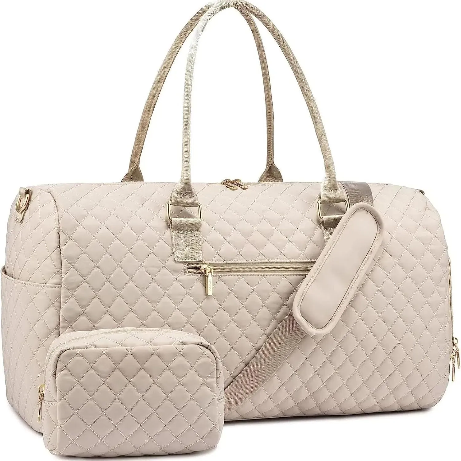 in Stock New Pleated Duffle Bag Large Weekend Overnight Bag with Shoes Compartment Carry Bag