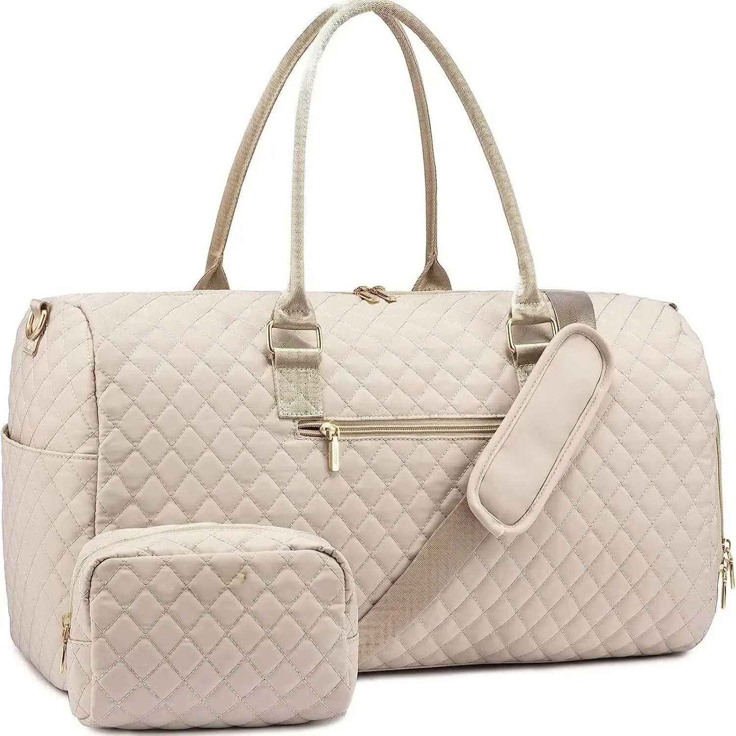 in Stock New Pleated Duffle Bag Large Weekend Overnight Bag with Shoes Compartment Carry Bag