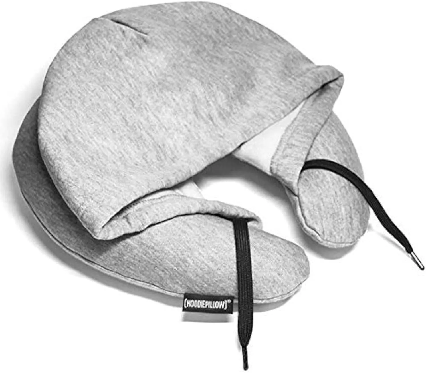 Inflatable Neck Pillow for Airplane Travel, Car, Train or Relaxing at Home. Compact, Comfortable for Your Neck and Includes Privacy Hood - Gray