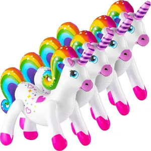 Inflatable Unicorn - (Pack of 4) 24 Inch - Large Blow-up Rainbow Unicorns for Unicorn Themed Birthday Party Decor, Pool Fun, and Party Decoration Supplies by Bedwina