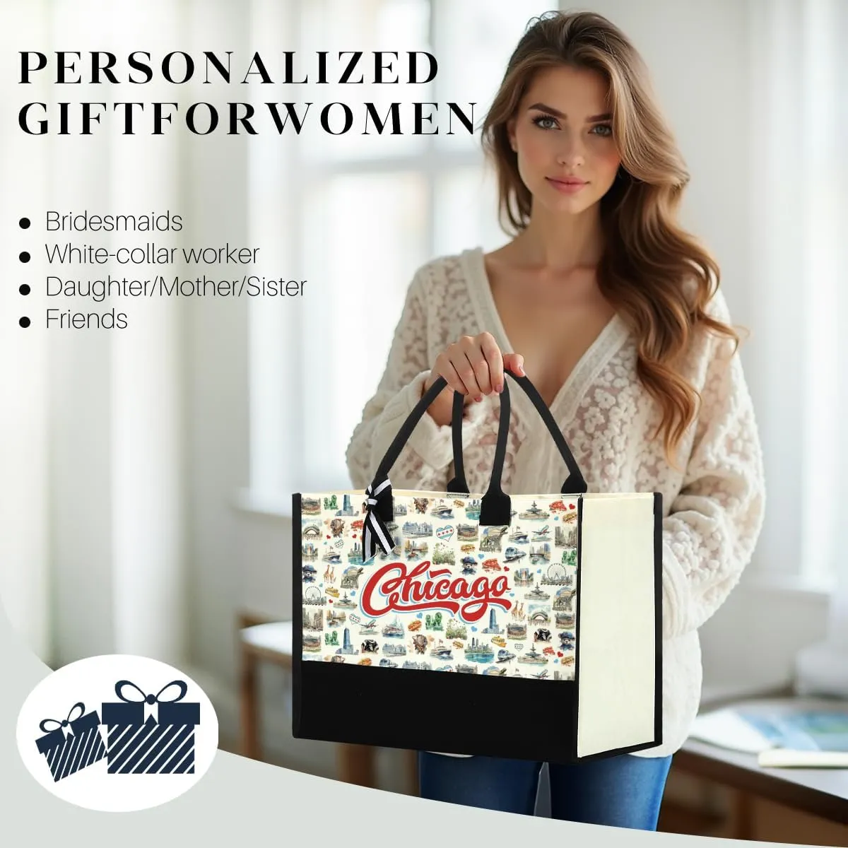 Italy Chicago New York Las Vegas Paris Gifts for Women Canvas Tote Bag