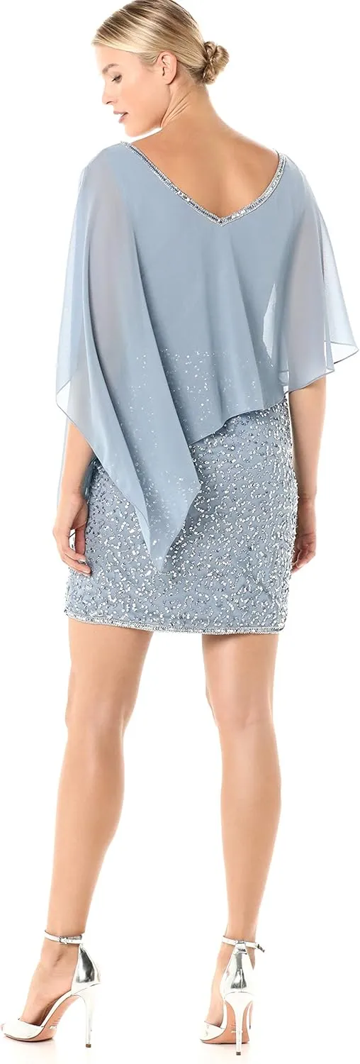 J Kara Women's Caplet Short Cocktail Beaded Dress