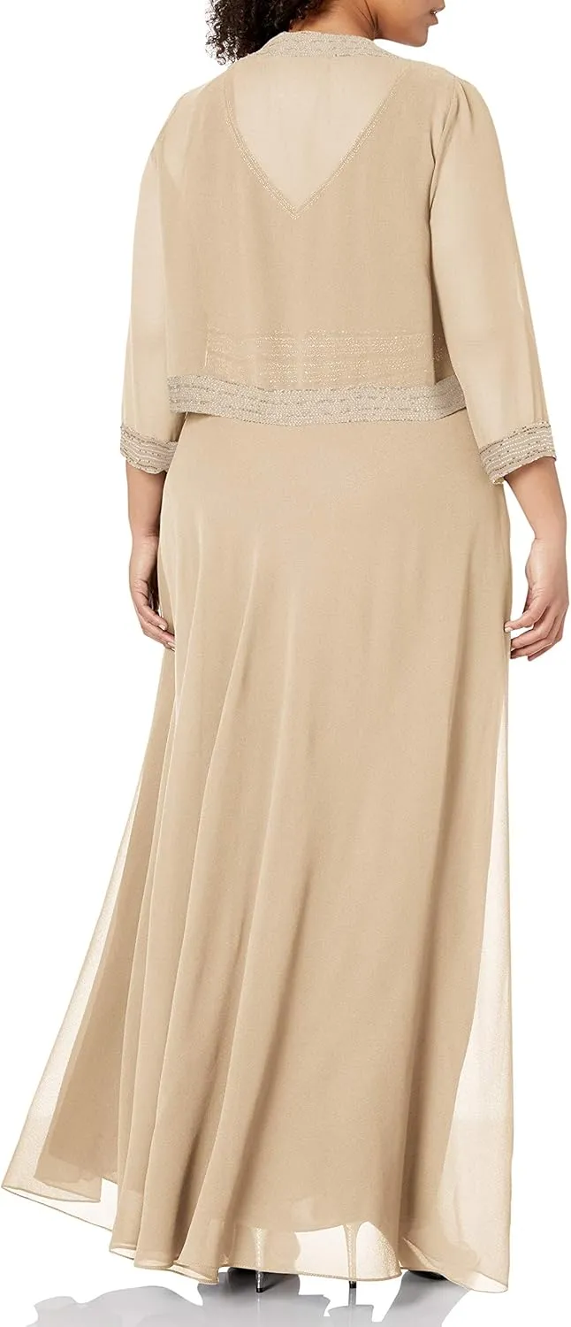 J Kara Women's Jacket Dress with Beaded Trim