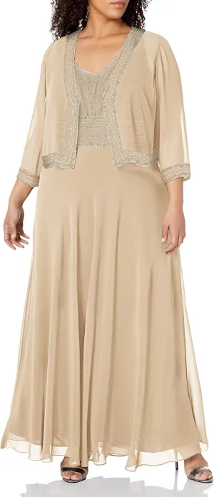 J Kara Women's Jacket Dress with Beaded Trim