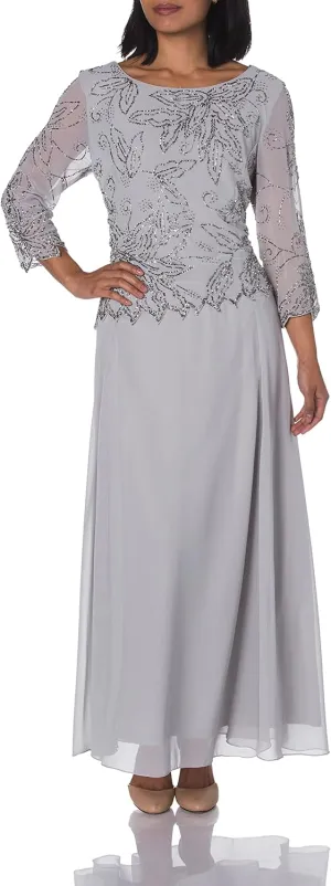 J Kara Women's Petite Floral Beaded Gown