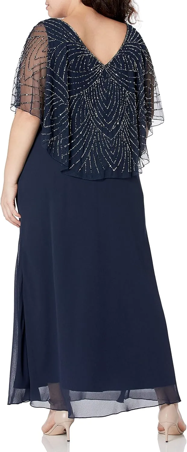 J Kara Women's Plus Size Capelet Dress