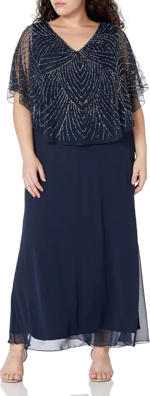 J Kara Women's Plus Size Capelet Dress