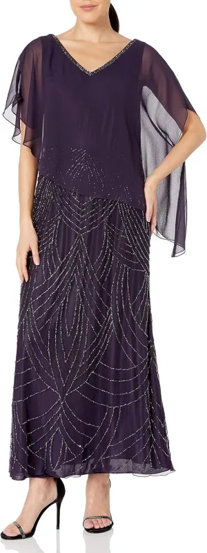 J Kara Women's Pop Over with Beaded Bottom Petite