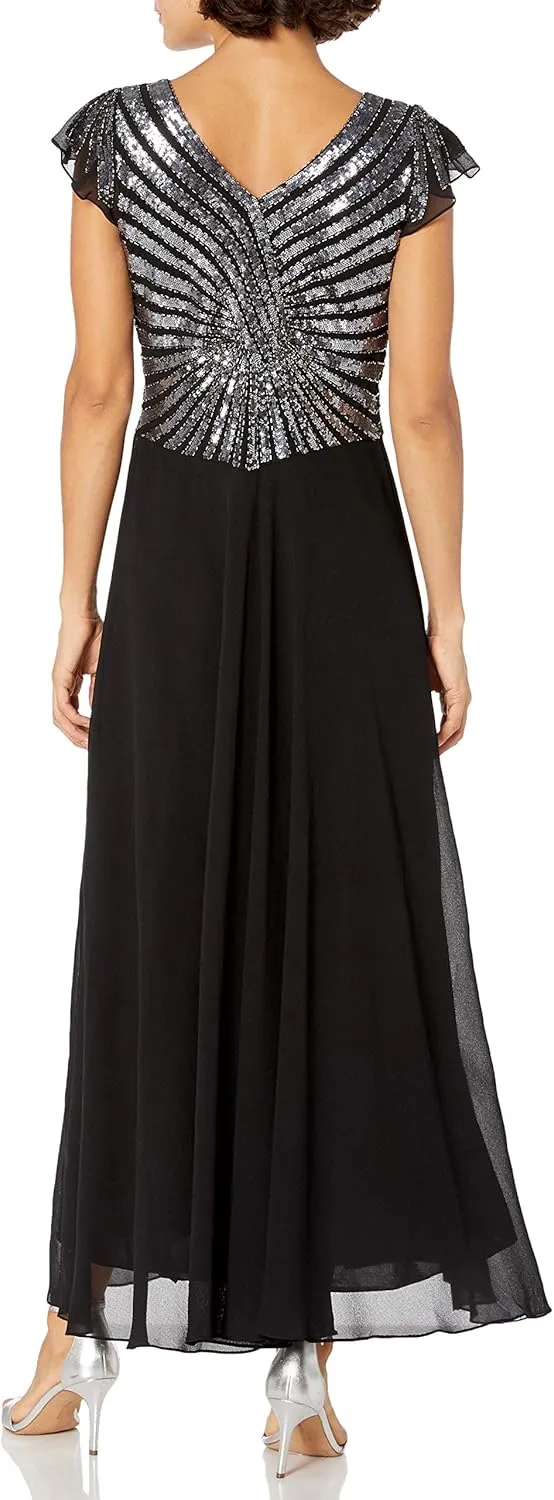 J Kara Women's Pull On Long Dress with Beads
