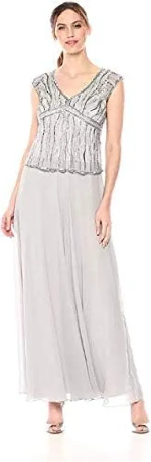 J Kara Women's Short Sleeve V-Neck Beaded Pop Over Dress