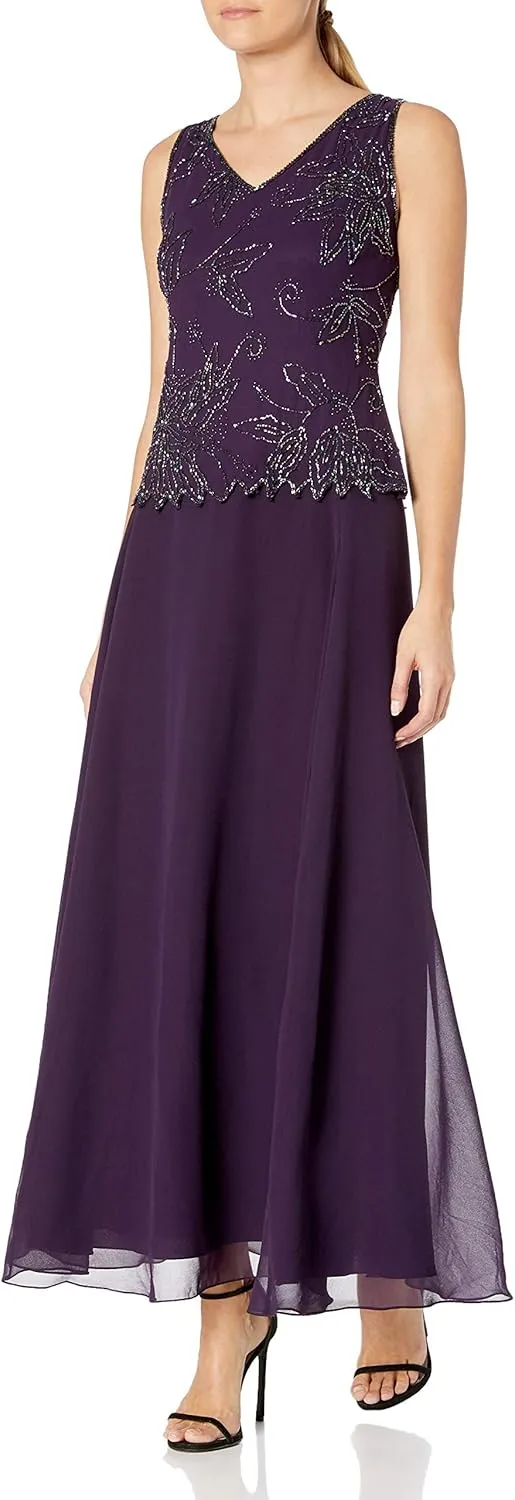 J Kara Women's Size Beaded Jacket Dress Plus