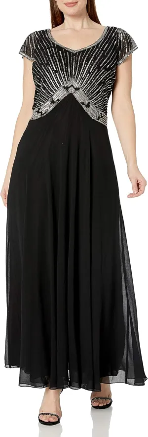 J Kara Women's Sweet Heart Neck Long Dress