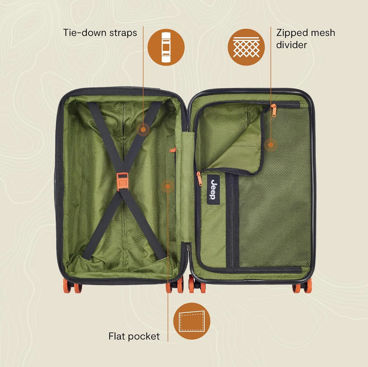 Jeep JH002B Hardside Expandable Luggage with Spinner Wheels