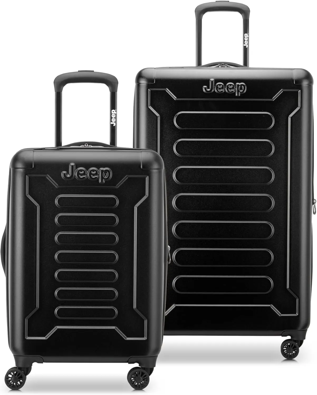 Jeep JH004C Hardside Expandable Luggage with Spinner Wheels, Black, 2 Piece Set 20/28 Inch