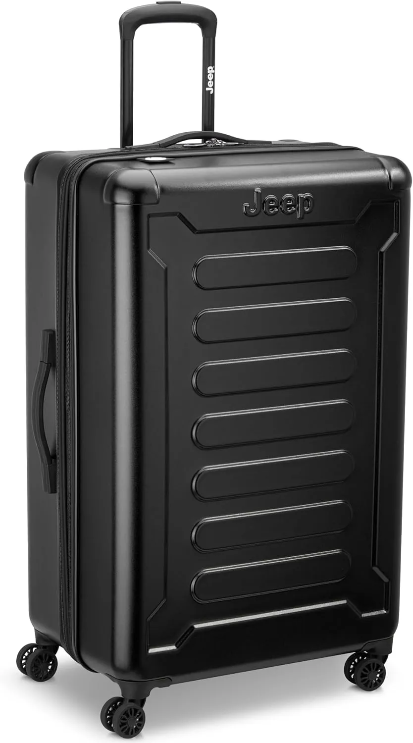 Jeep JH004C Hardside Expandable Luggage with Spinner Wheels, Black, 2 Piece Set 20/28 Inch