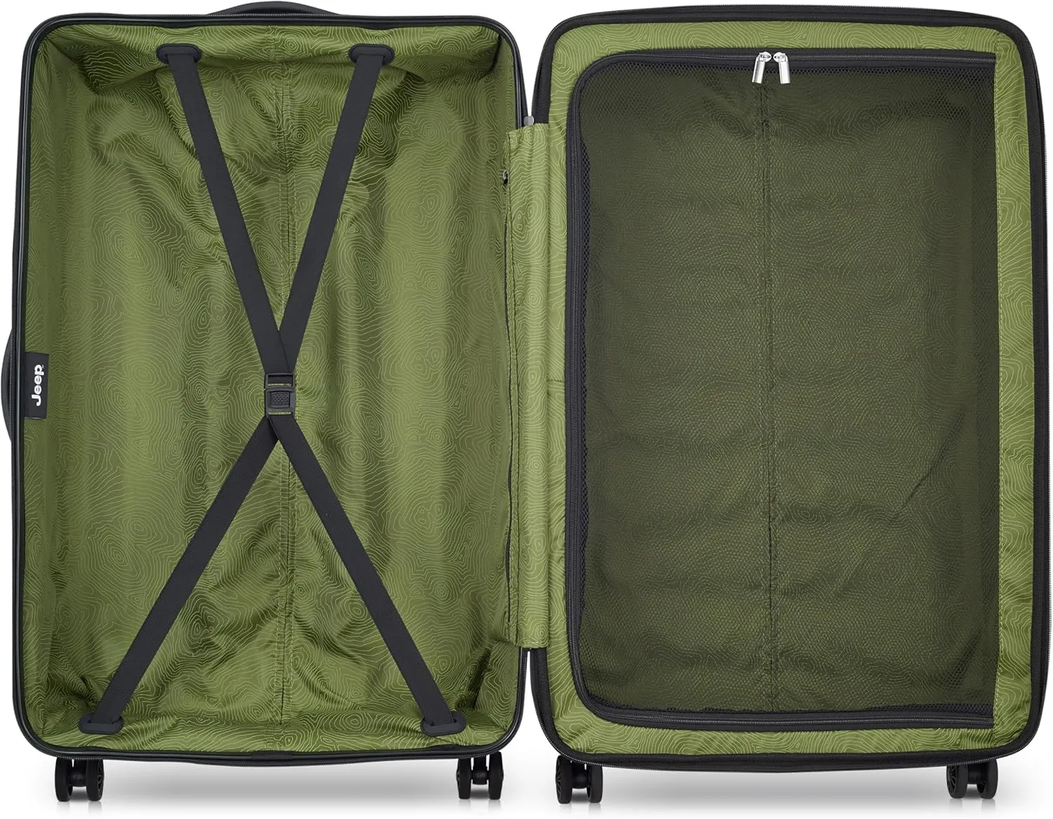 Jeep JH004C Hardside Expandable Luggage with Spinner Wheels, Black, 2 Piece Set 20/28 Inch