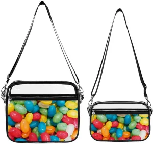 Jelly Bean Candies Colorful Transparent Cross Bag Two-piece Set, Fashionable Transparent Bag