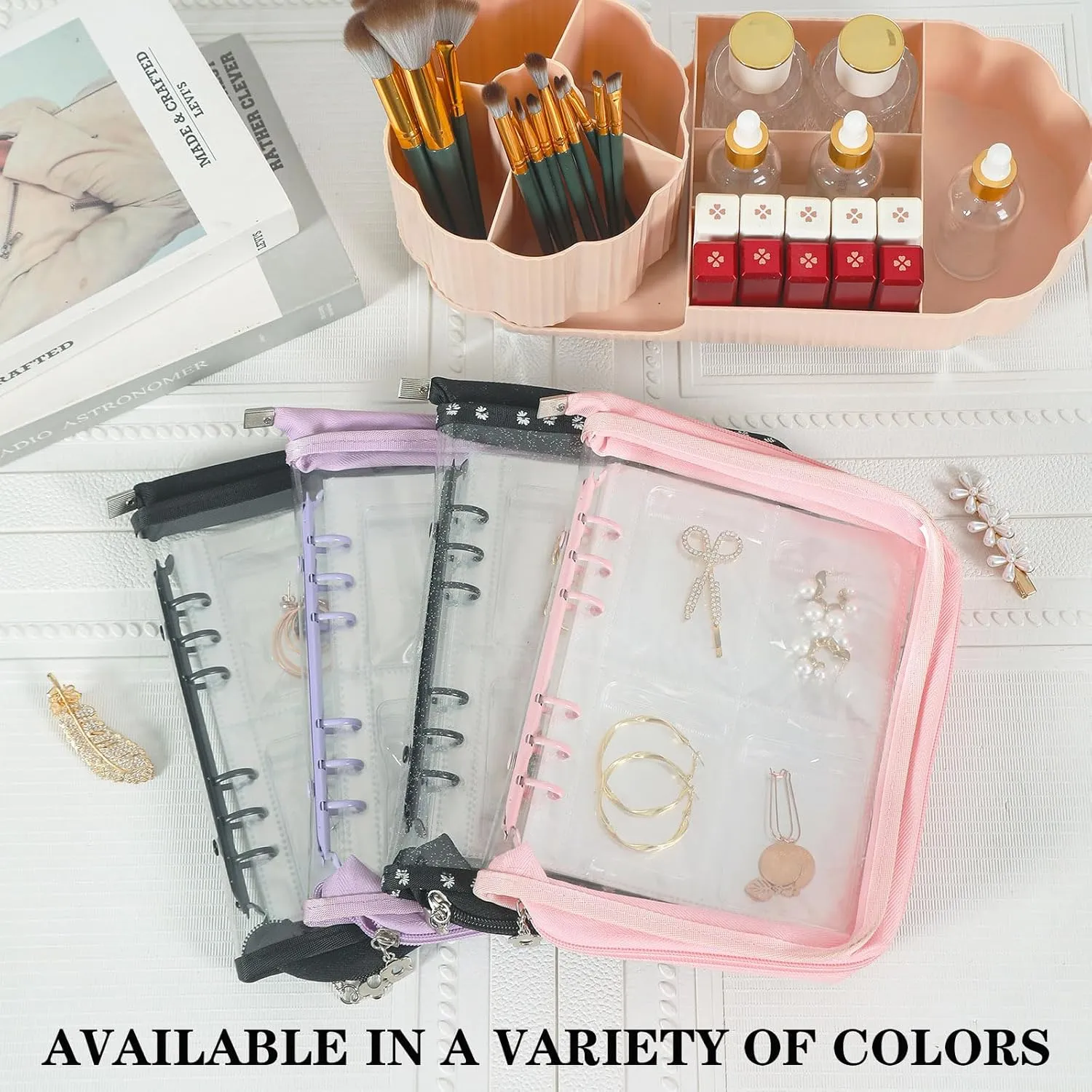 Jewellery Storage Organizer Travel Transparent Set for Necklace, Ring, Earring (Black, 2 Set of Jewelry Book)
