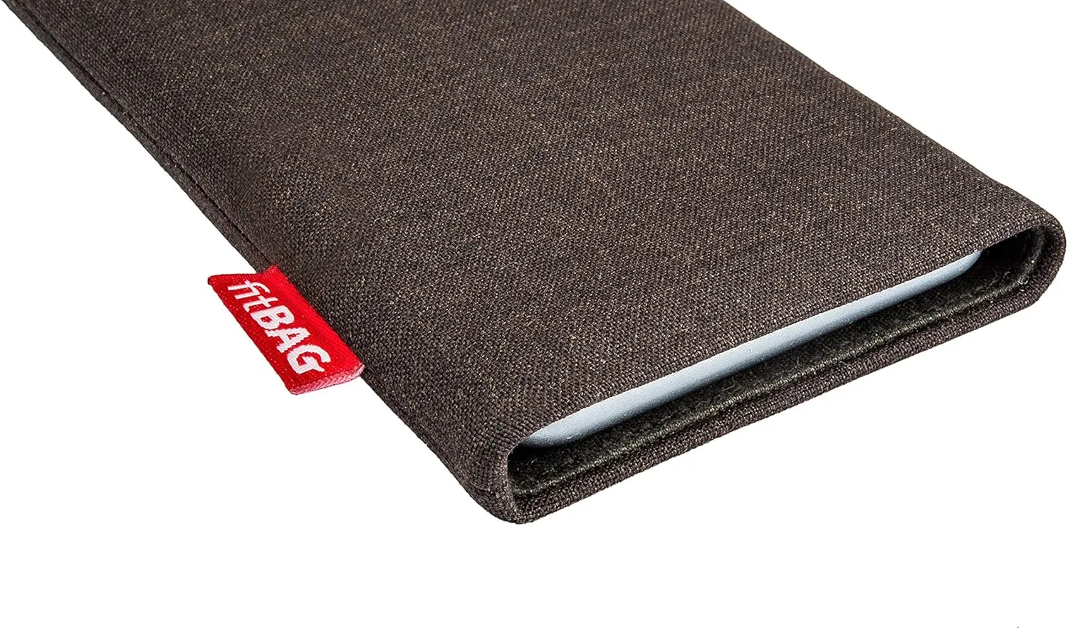Jive Brown Custom Tailored Sleeve for Mobistel Cynus F3. Fine Suit Fabric Pouch with Integrated Microfibre Lining for Display Cleaning