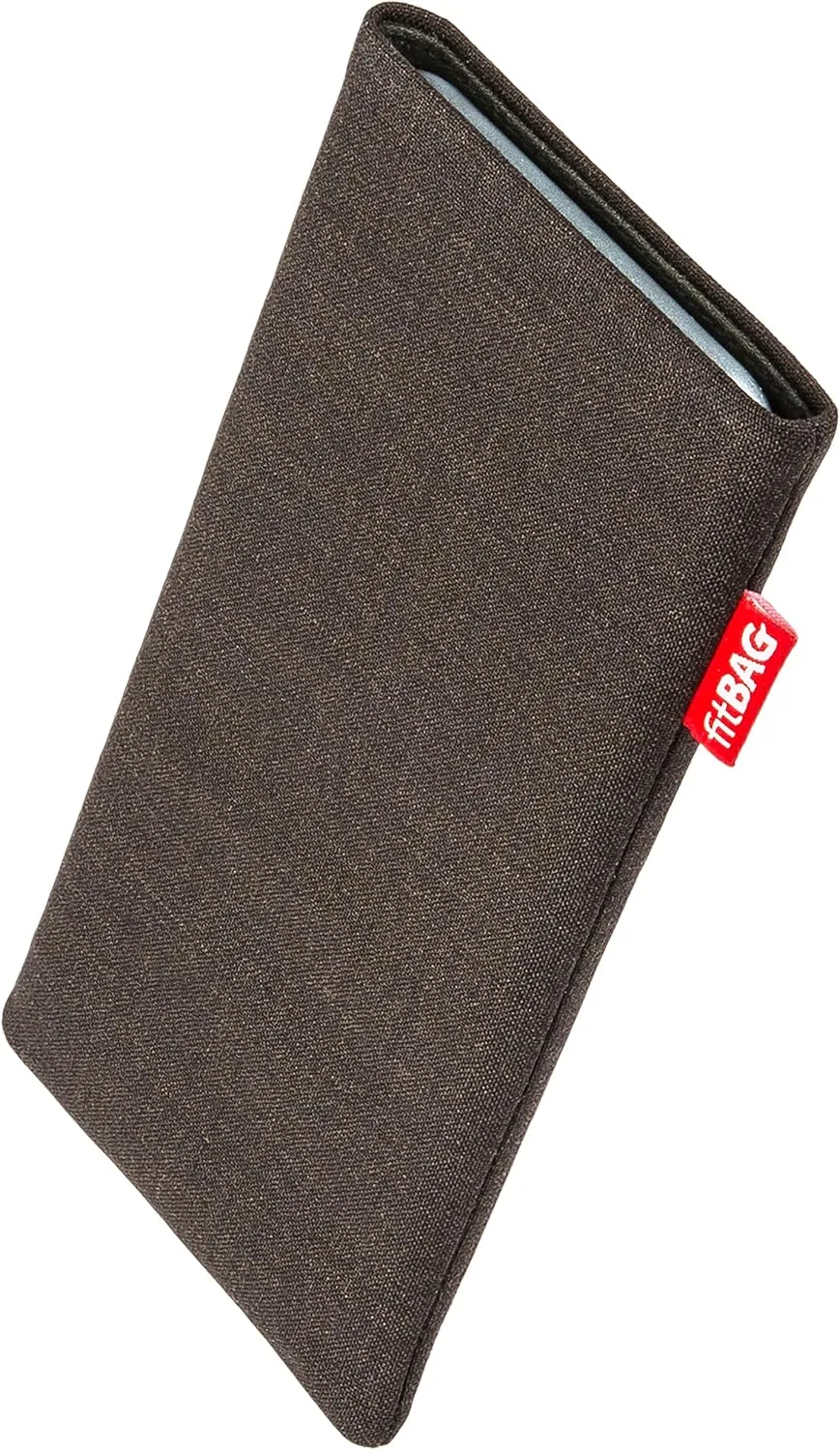 Jive Brown Custom Tailored Sleeve for Mobistel Cynus F3. Fine Suit Fabric Pouch with Integrated Microfibre Lining for Display Cleaning