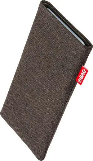 Jive Brown Custom Tailored Sleeve for Mobistel Cynus F3. Fine Suit Fabric Pouch with Integrated Microfibre Lining for Display Cleaning