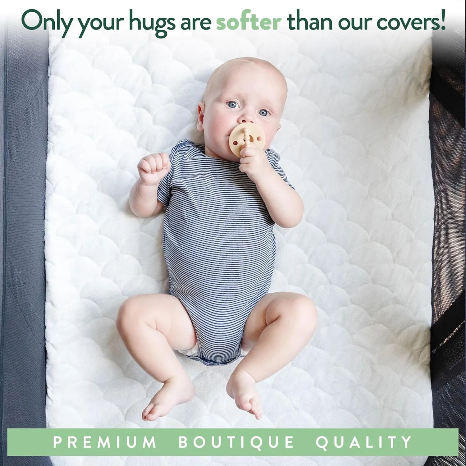 Joey   Joan Waterproof Travel Crib Mattress Pad Cover Compatible with Guava Lotus, Babybjorn, Dream on Me – 2 Pack Quilted Mattress Protector from Ultra Soft Bamboo Viscose Terry – 24" x 42"