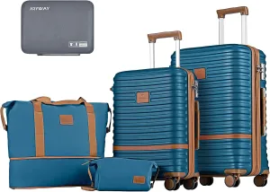 Joyway Carry on 20Inch &24 In Checked Luggage Set, 2-Piece Expandable Suitecase Set with Spinner Wheel, Hard Shell Suitcase with TSA Lock(Navy Blue)